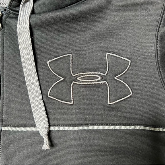 Under Armour Loose Fit Full Zip Hoodie Logo Sweatshirt in Black Men’s Sz L - Picture 3 of 12